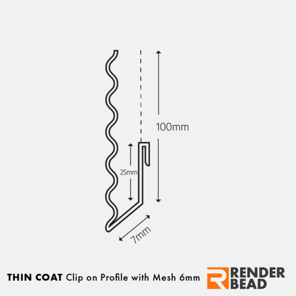 Thin Coat Clip on Profile with Mesh 6mm Schematic